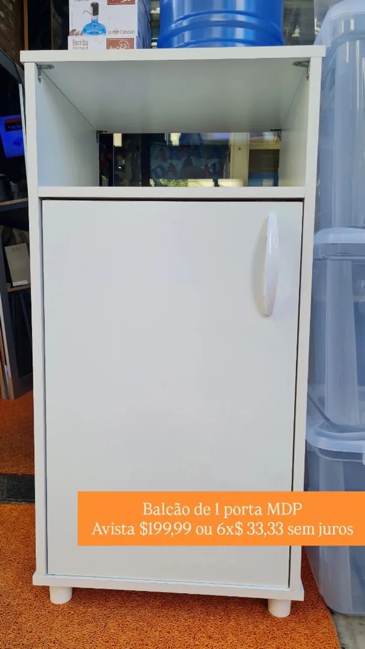 Balcão em MDP com 1 porta na cor branco