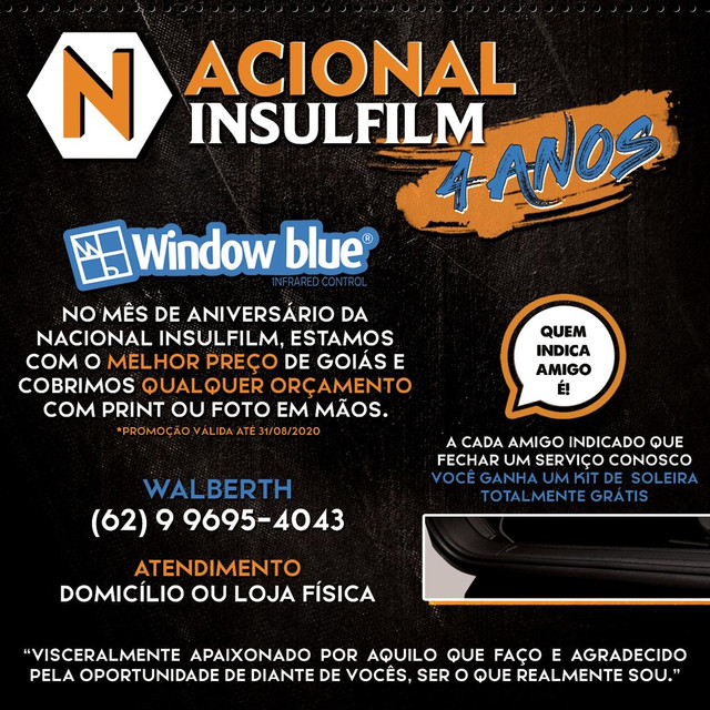 Insulfilm a domicilio e loja física, película Window blue em promoção