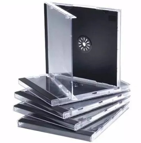 Box Cd e Dvd acrilico Capinha fundo preto e transparente