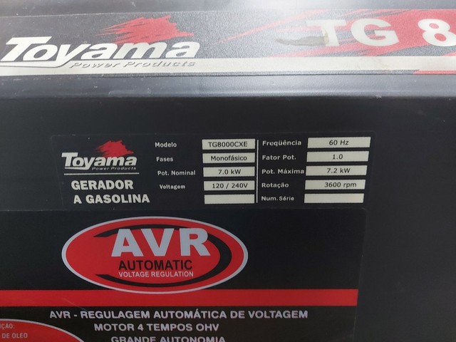 Gerador de luz energia a gasolina toyama tg8000cxe