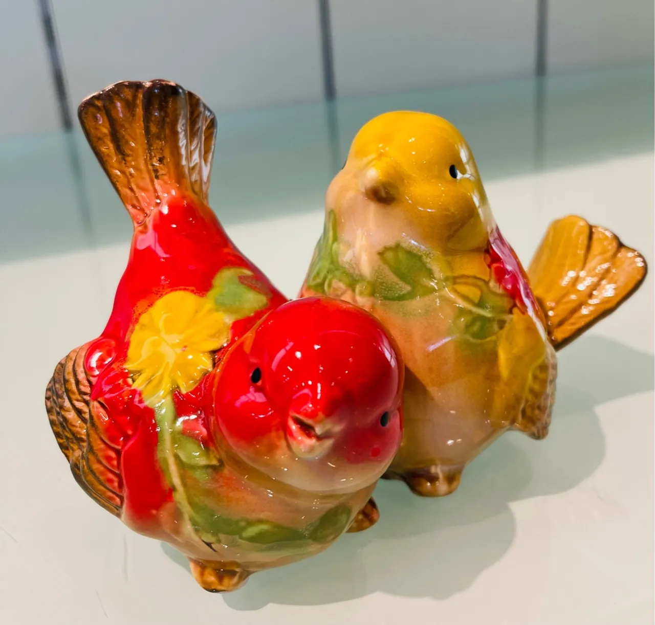 Casal Pássaros Porcelana 15 x 15 cm