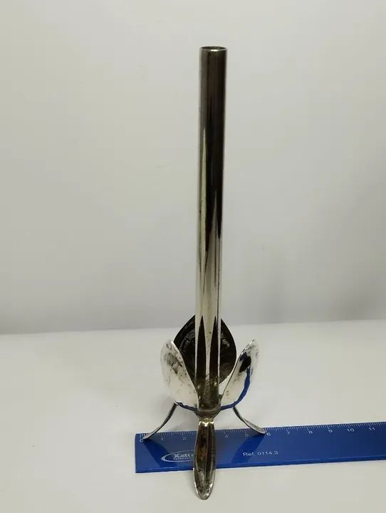 Vaso Solitário para Uma Flor Antigo Metal Prateado  - Foto 3