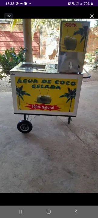Carrinho de água de coco gelada - 100% natural