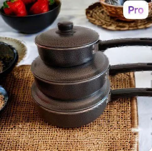 Conjunto de frigideira com tampa e em Alumínio - 3 Peças