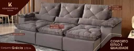 Sofá retrátil e reclinavel Grécia 2,70m tt N28 - Foto 3