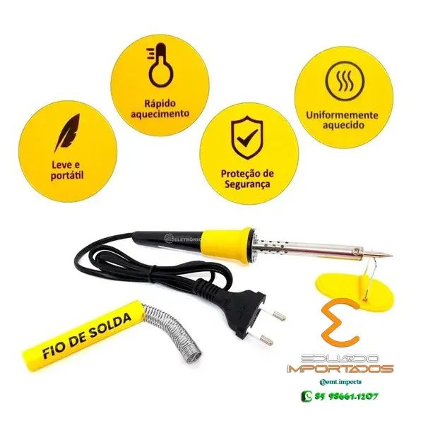 Ferro De Solda Profissional 30w 220v C/ Suporte e Estanho BOM-9516 - Foto 4