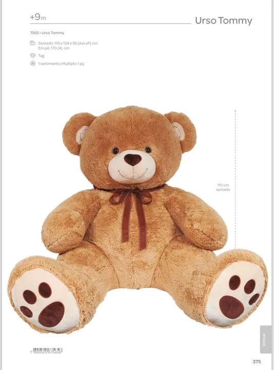 Urso de Pelúcia Gigante Tommy - 110cm