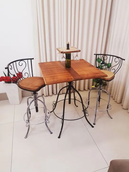 Jogo Bistrô Mesa Tampo 70cm + 2 Banquetas Arabesco e Rococó  - Foto 3