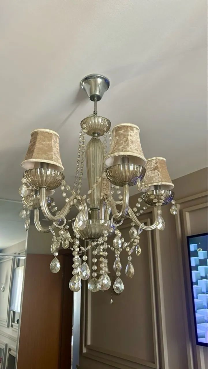 Lustre de Cristal e 2 Arandelas 