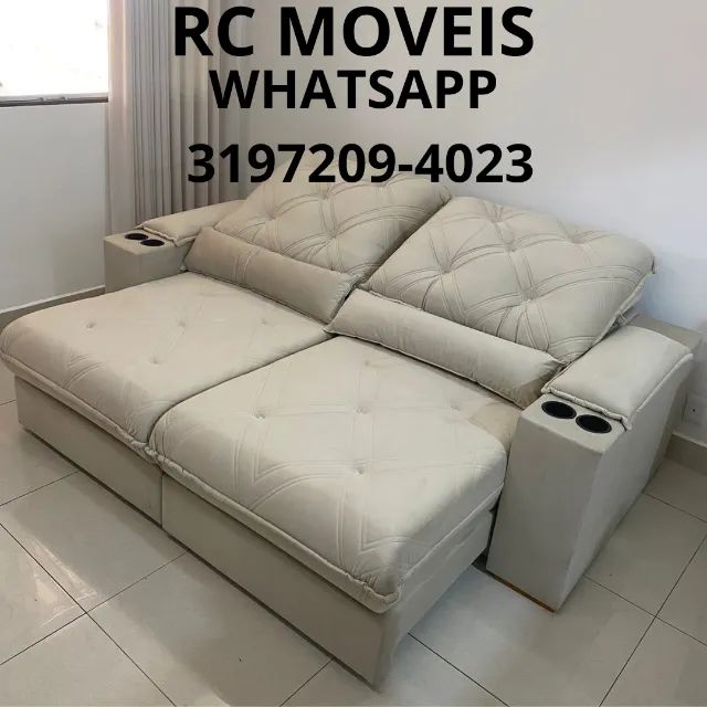 Sofá Retrátil Cuiabá com Porta-Copos Embutido - Promoção