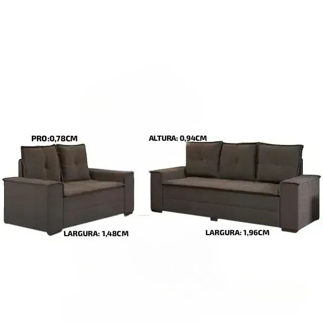 Sofá 2 e 3 lugares madrii marrom novo  - Foto 2