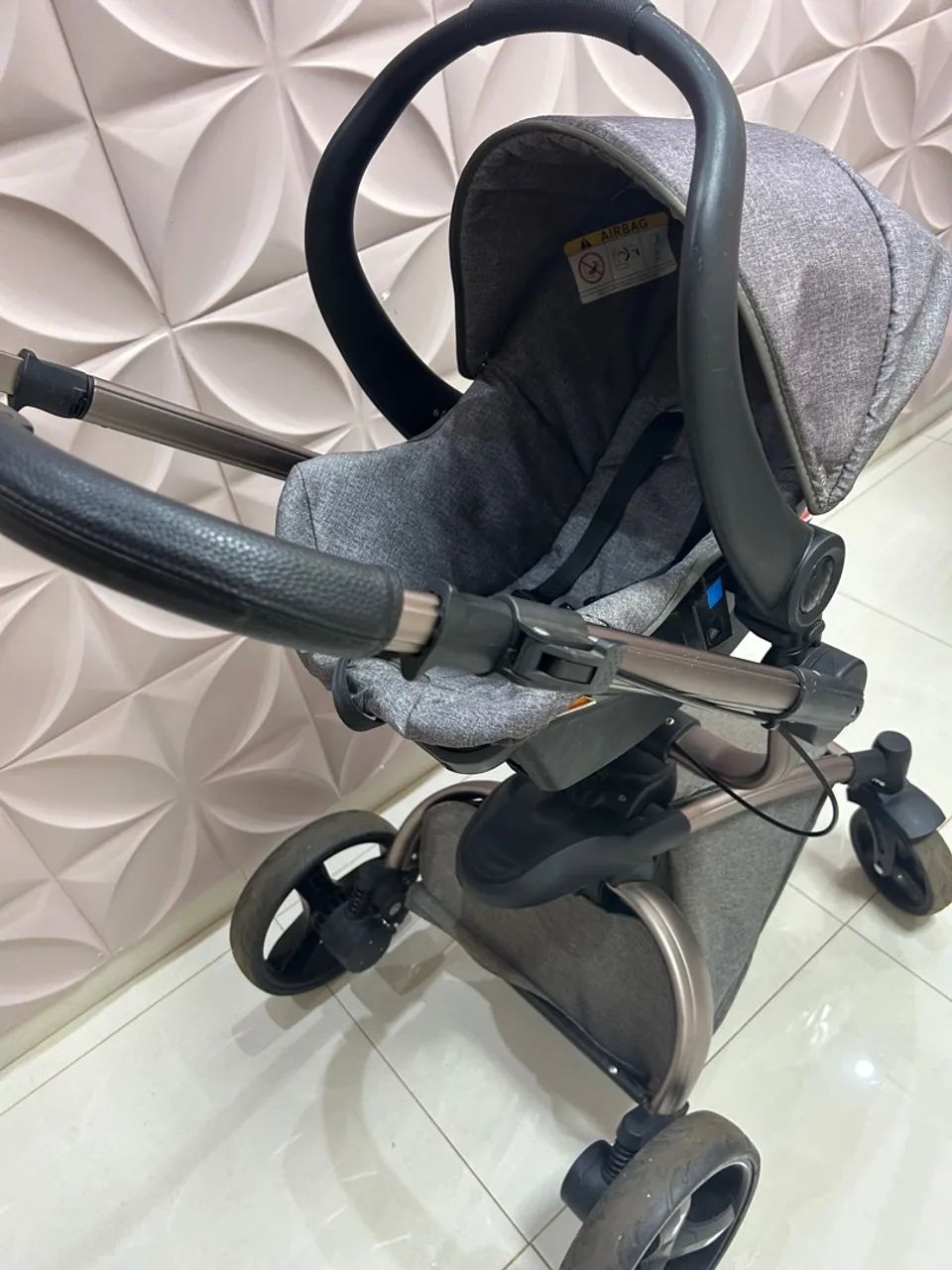 Carrinho de bebê 360 Galzerano Dzieco Rose Cinza completo  - Foto 6