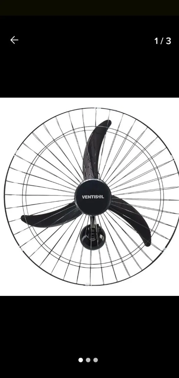 Ventilador de parede Ventisol 3 Pás Preto