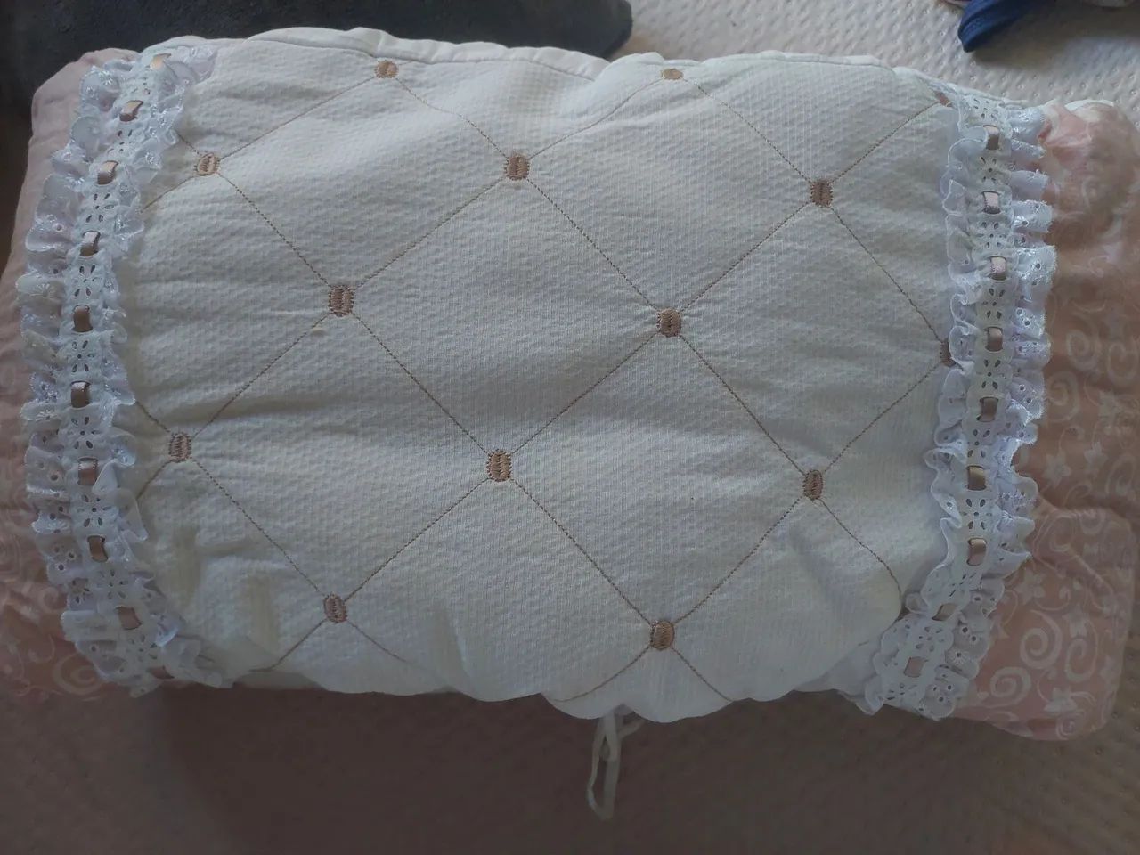 Kit berço rosê com detalhes e laços - Foto 4