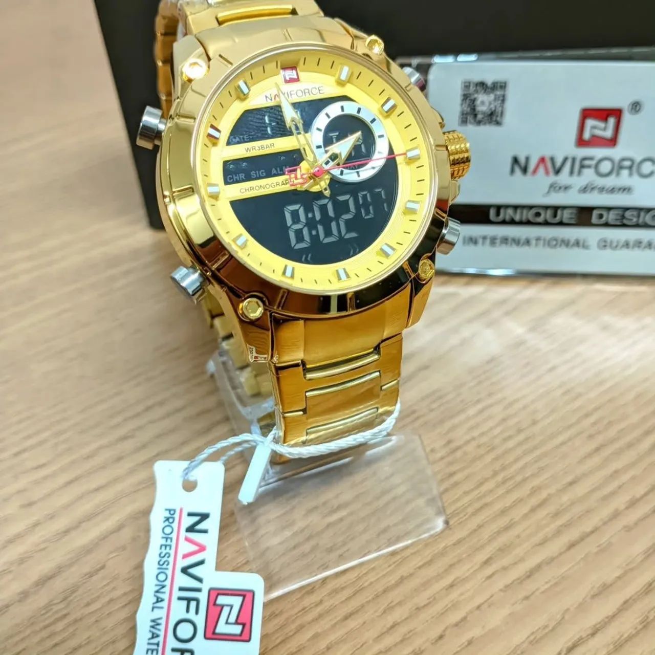 Naviforce Analógico Digital Dourado - Foto 2