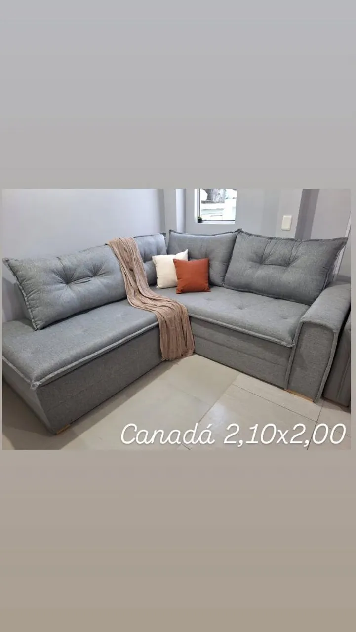 Sofá de Canto Canadá em linho 2,10x2,00