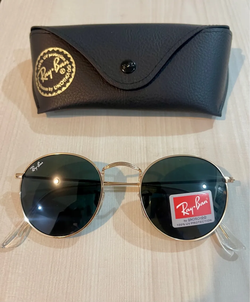 Óculos de Sol Ray-Ban Redondo Dourado