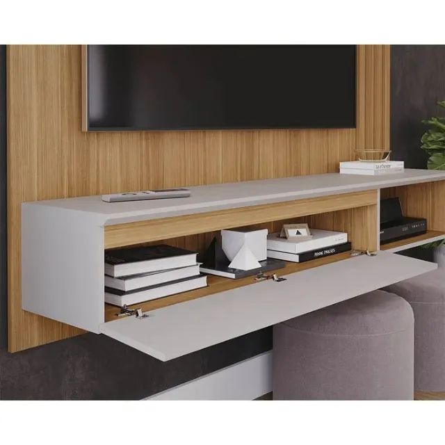Painel para TV até 60 Polegadas 1 Porta 100% MDF Panamá Plus Permóbili Nature/Off White - Foto 2
