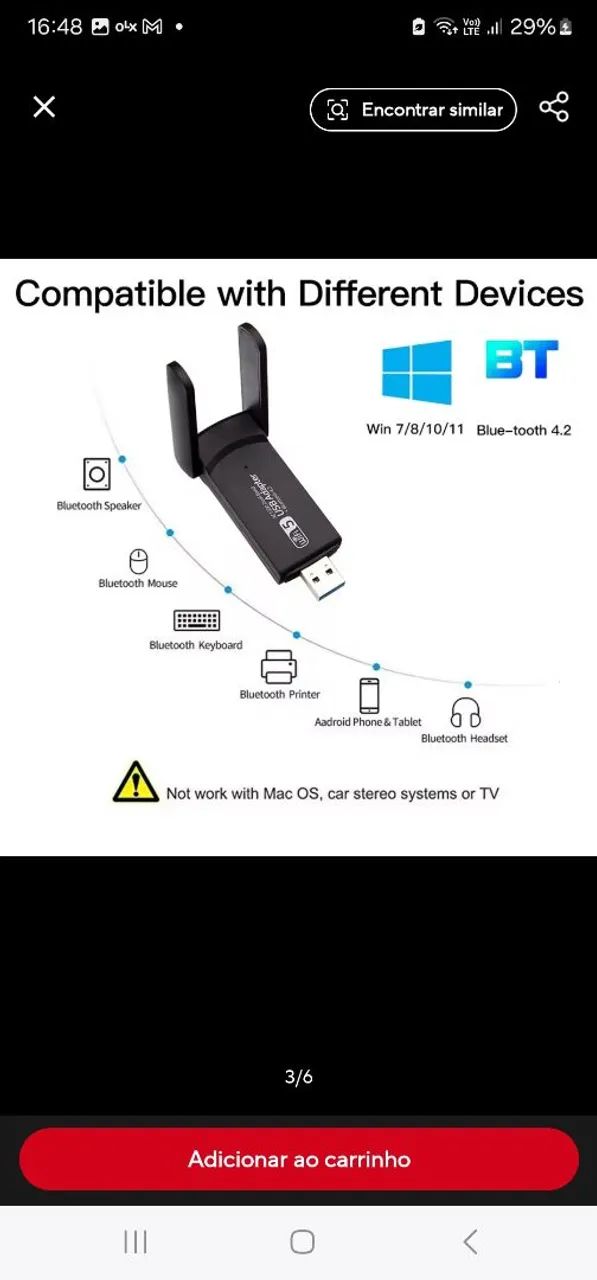 Adaptador wi-fi USB Dual Band 5g 2.4g bluetooth 4.2 - Foto 2