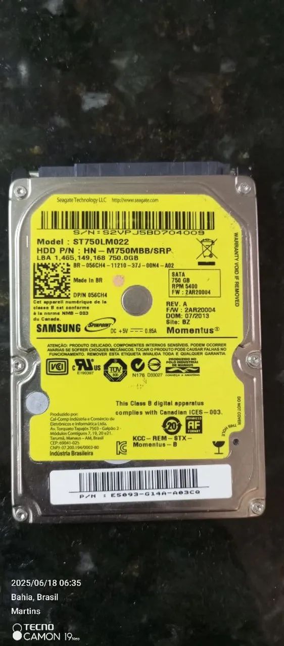HD 750GB SATA Samsung Spinpoint
