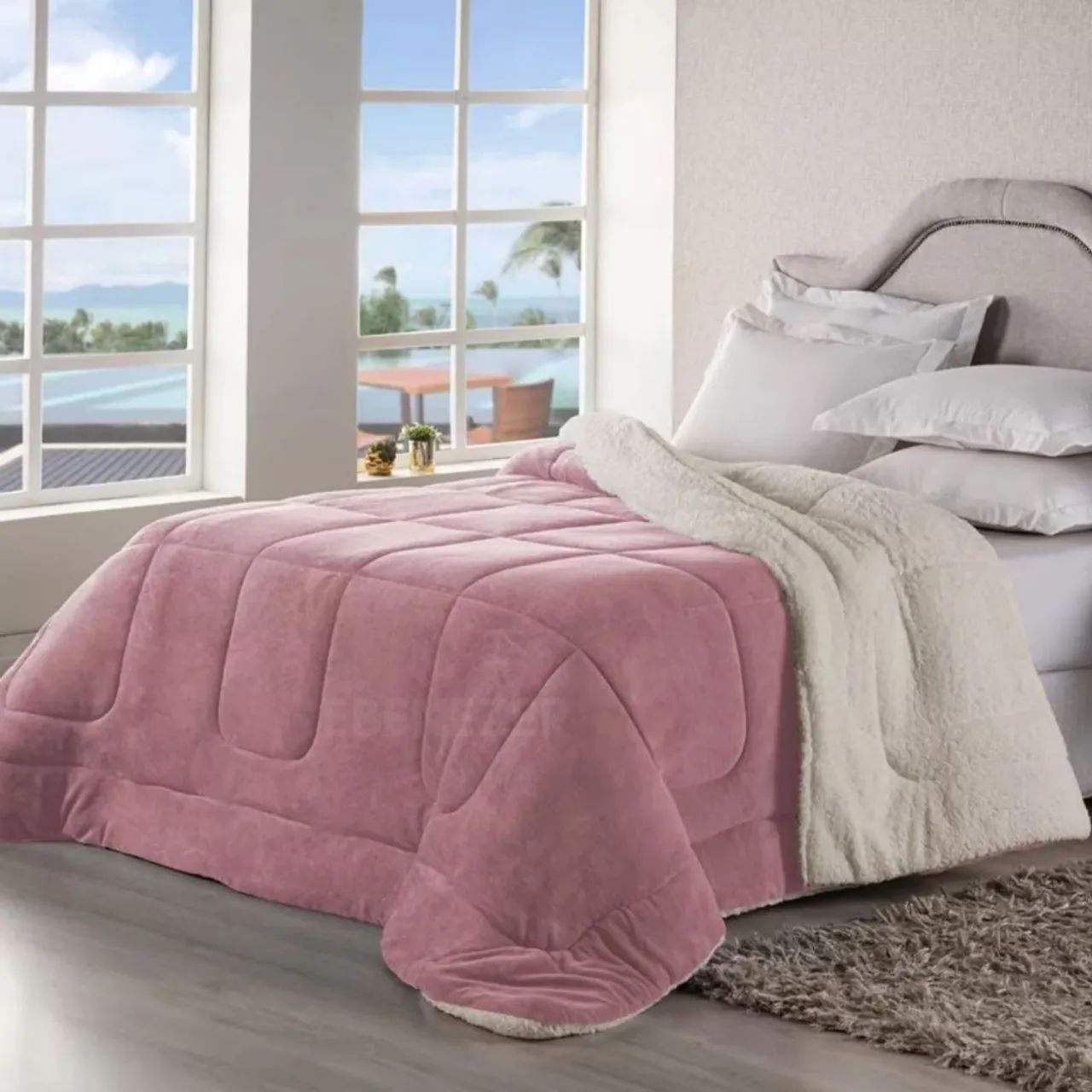 Edredom Coberdorm Queen Sherpa 2,20m x 2,40m Dupla Face  - Foto 5