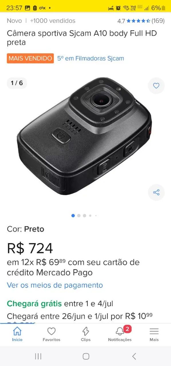 Câmera esportiva Sjcam A10 body Full HD preta