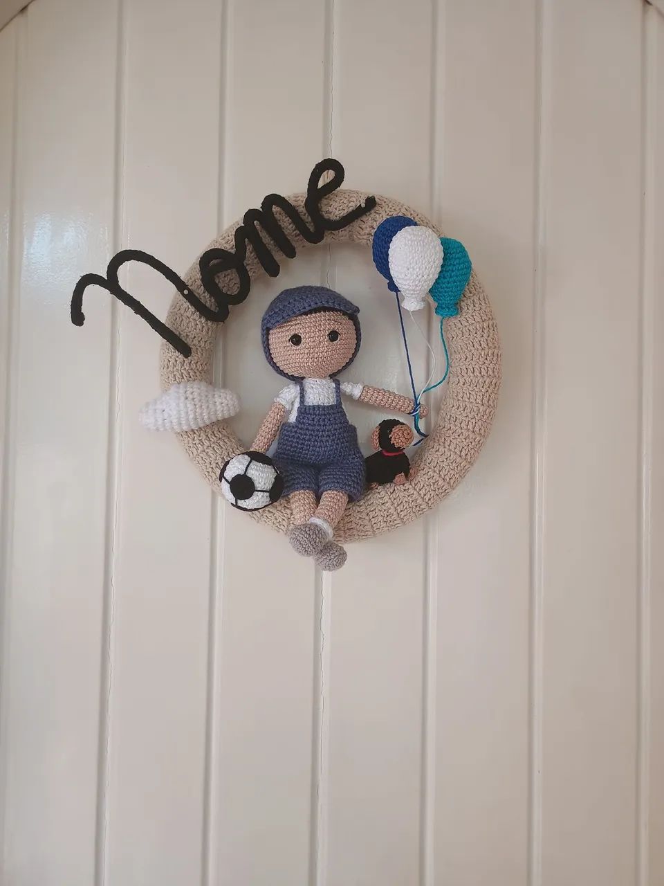 Enfeite de porta menino, croche