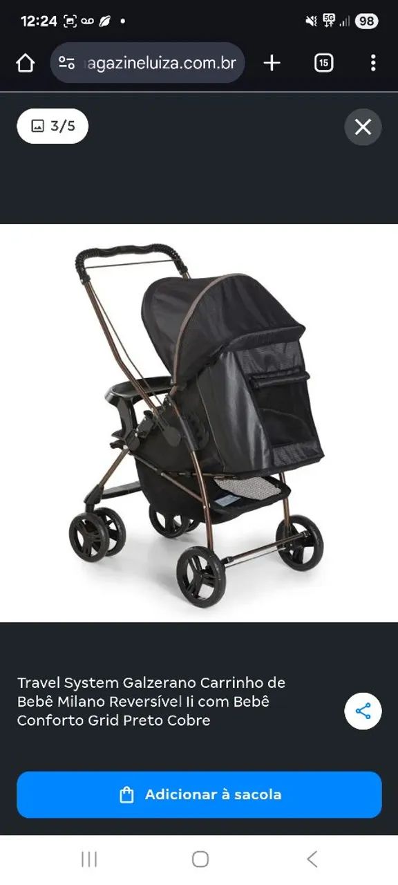 Carrinho de bebê com bebê conforto  - Foto 4