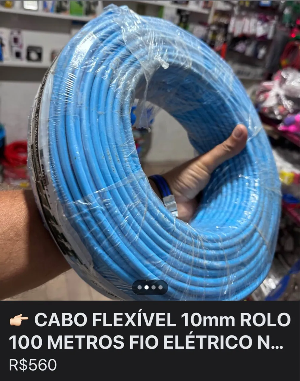 CABO FLEXÍVEL 10mm ROLO 100 METROS FIO ELÉTRICO NOVO PARCELAMOS #temtudoterras