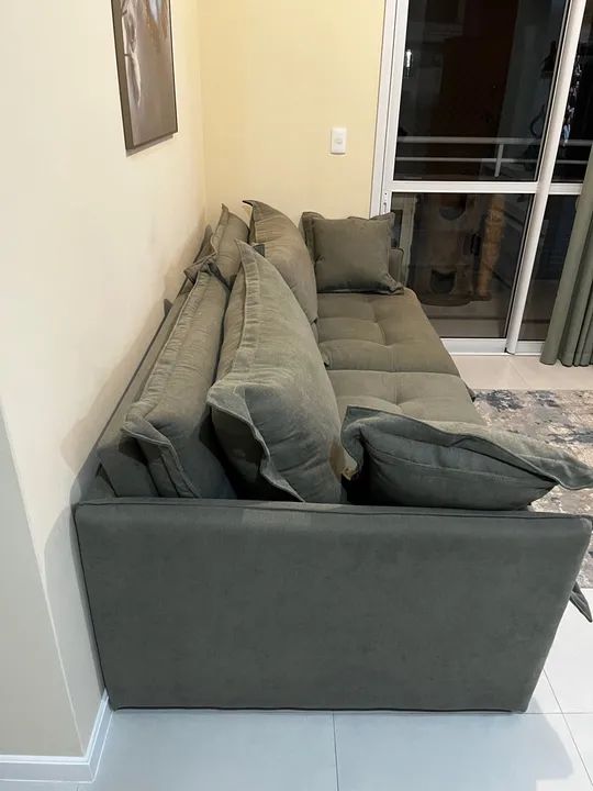 Sofá Retrátil 3 lugares - Verde - Novo - Foto 3