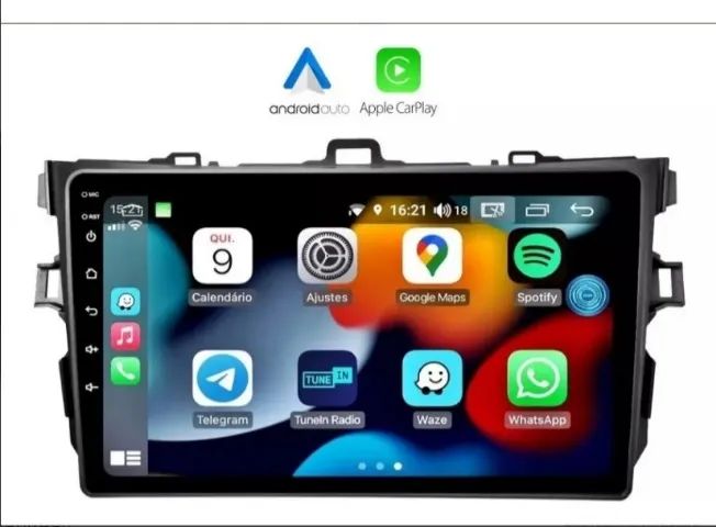 Central Multimídia Android  9 pol. c/ Carplay e Android auto s/fio Corolla 2008 a 2014 - Foto 3
