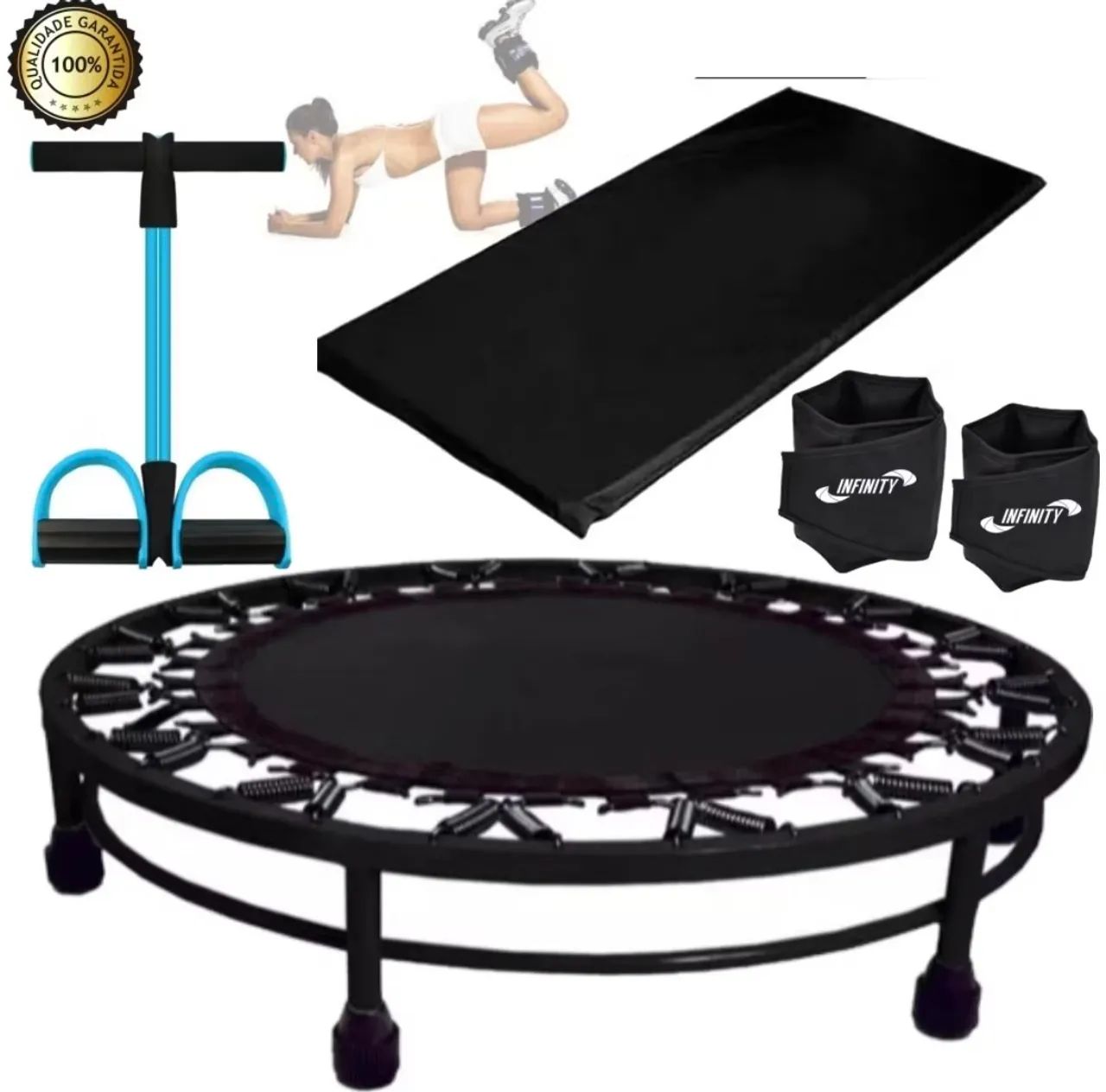 Kit Completo para Treinar em Casa: Jumb , Faixa Elástica, Pesos e Colchonete