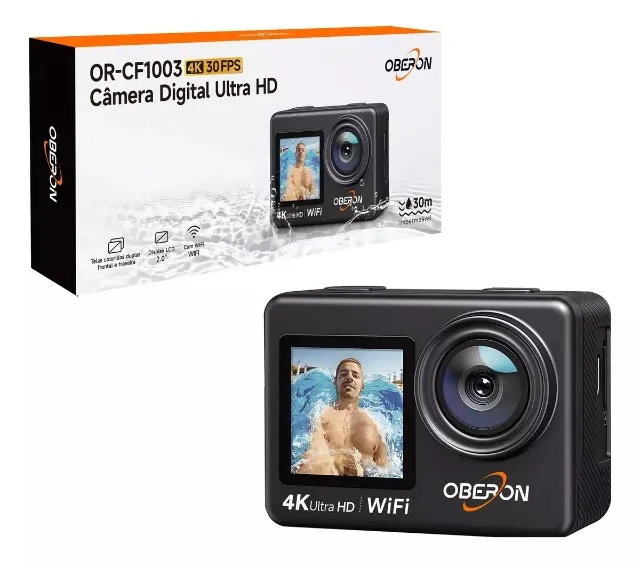 Camera Filmadora Digital Sports Ultra-hd Wi-Fi Cor Preto