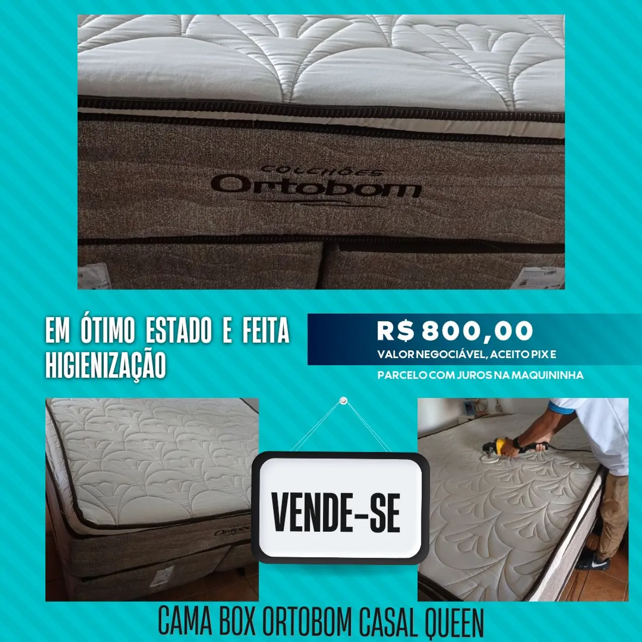 Cama Box Casal Queen Ortobom - Em Ótimo Estado