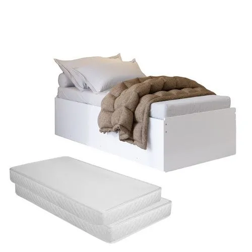 Cama Multifuncional Compacta Solteiro Vira Casal Incluso 2 Colchões