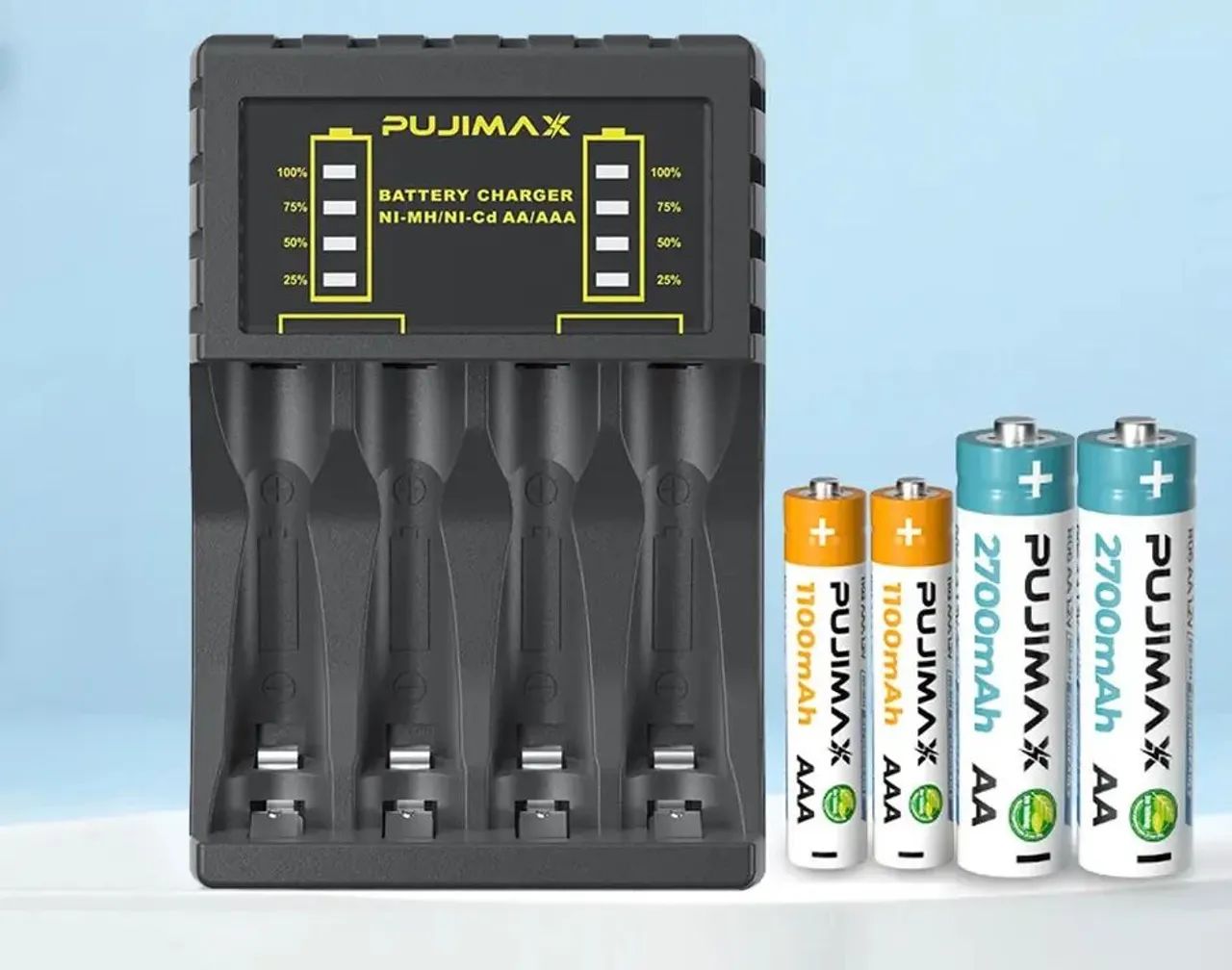 Carregador de pilhas, baterias recarregáveis AA/AAA com indicador LED  - Foto 6