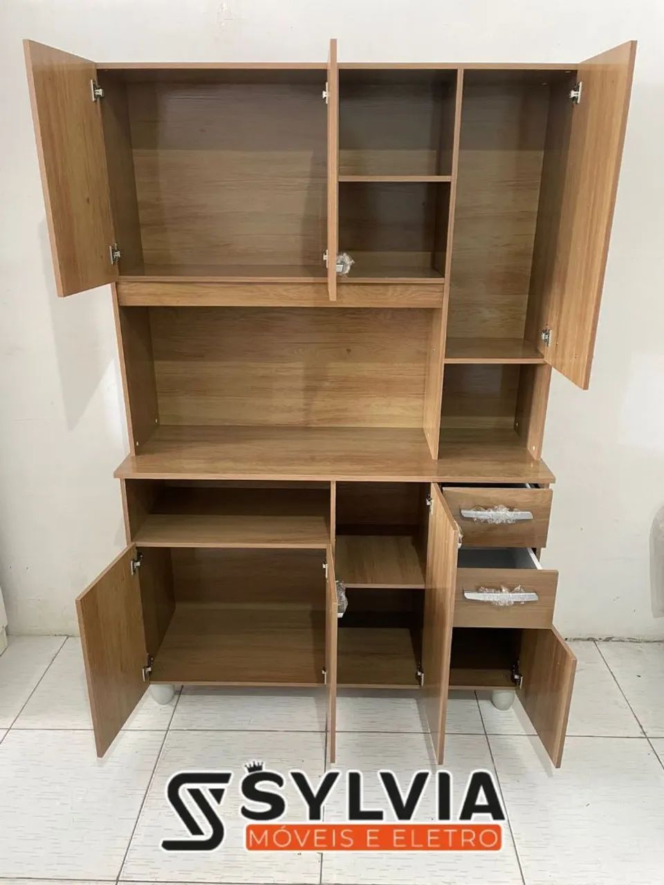 Armário de Cozinha Amadeirado e Branco - Sylvia Móveis - Foto 5