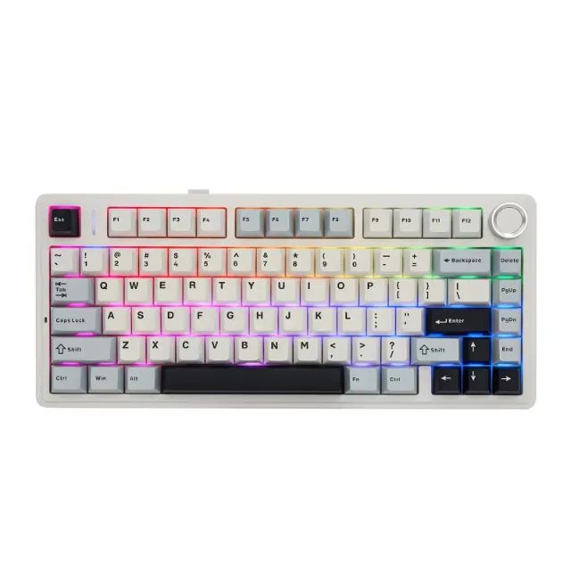 Teclado Mecânico Sem Fio Aula F75 EPOMAKER Cor Branco RGB Tri-Mode - Novo e Lacrado