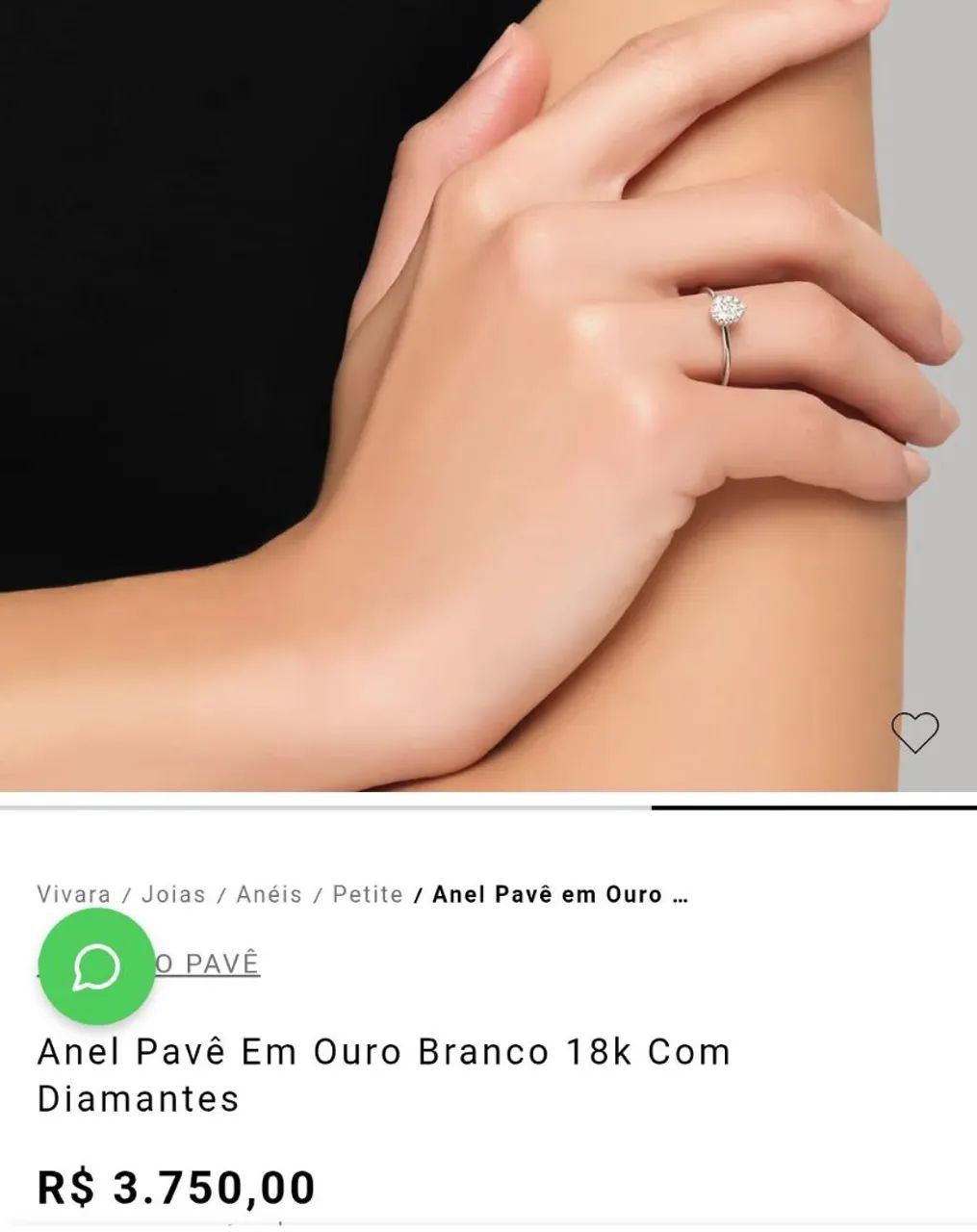 Vivara Anel Pavê em Ouro Branco 18k com Diamantes - Foto 4