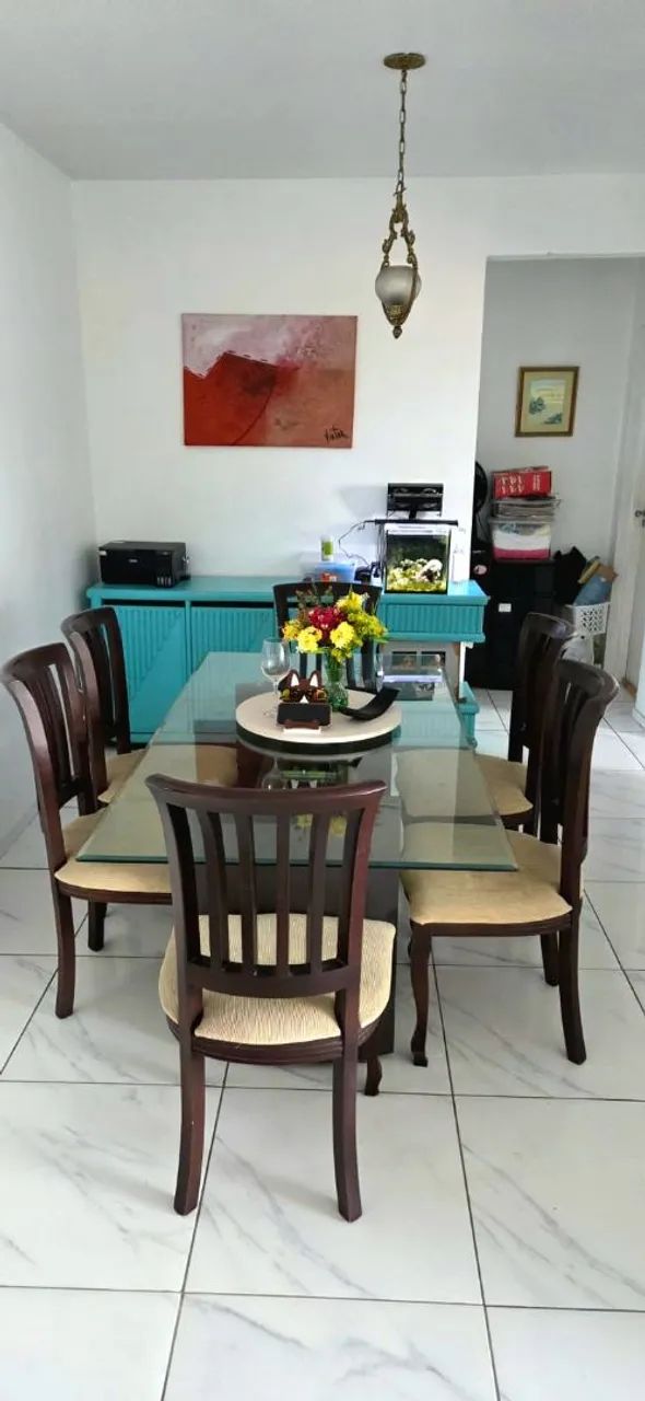 Mesa de jantar 6 cadeiras tampo de vidro  - Foto 3