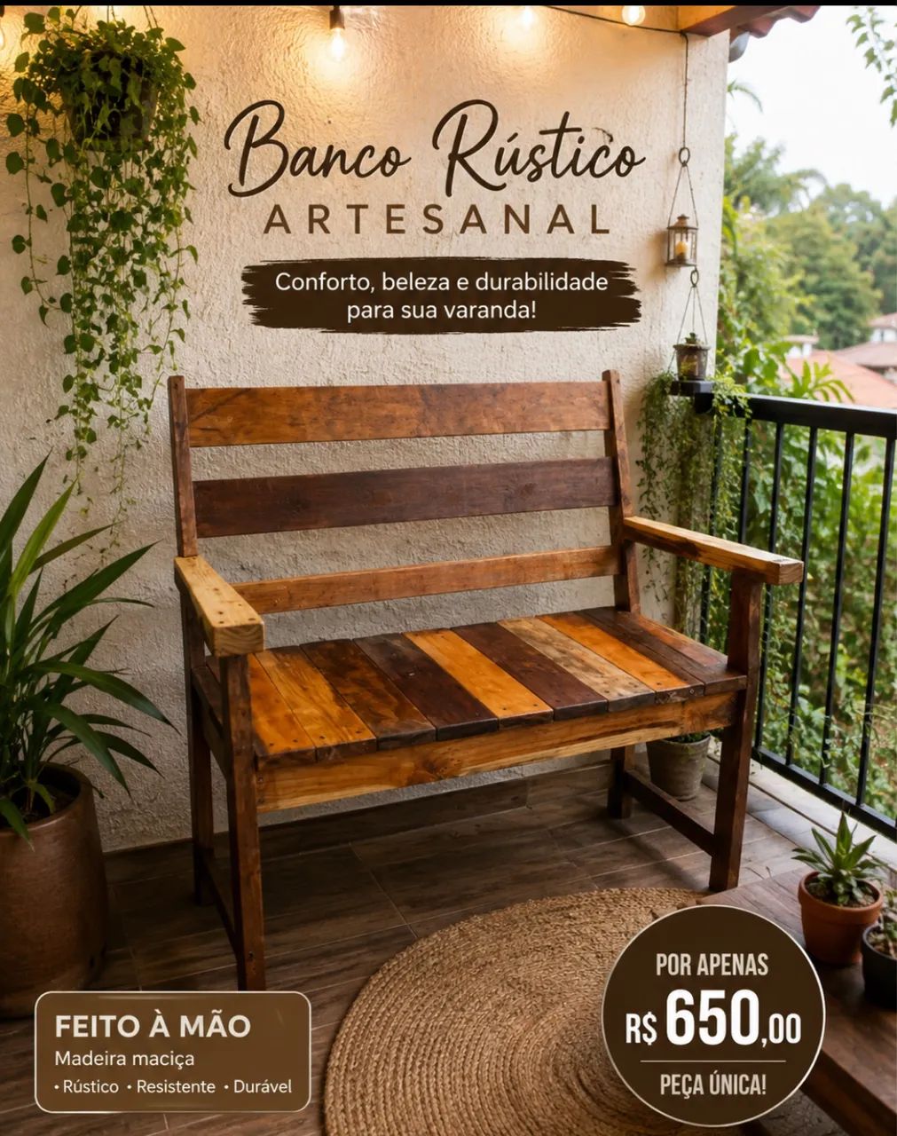 Banco rústico 