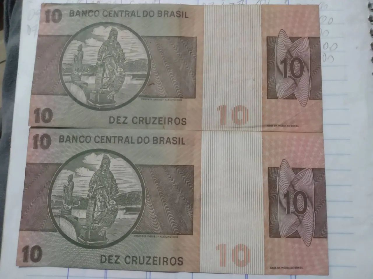 SET 10 - 2 CÉDULAS 10 cruzeiros sequenciais 2a família - Foto 2