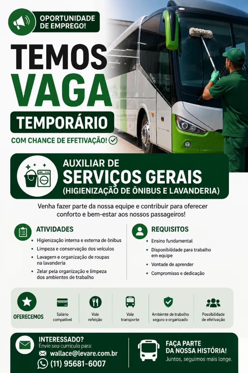 Auxiliar de Higienização - Ónibus e Lavanderia 