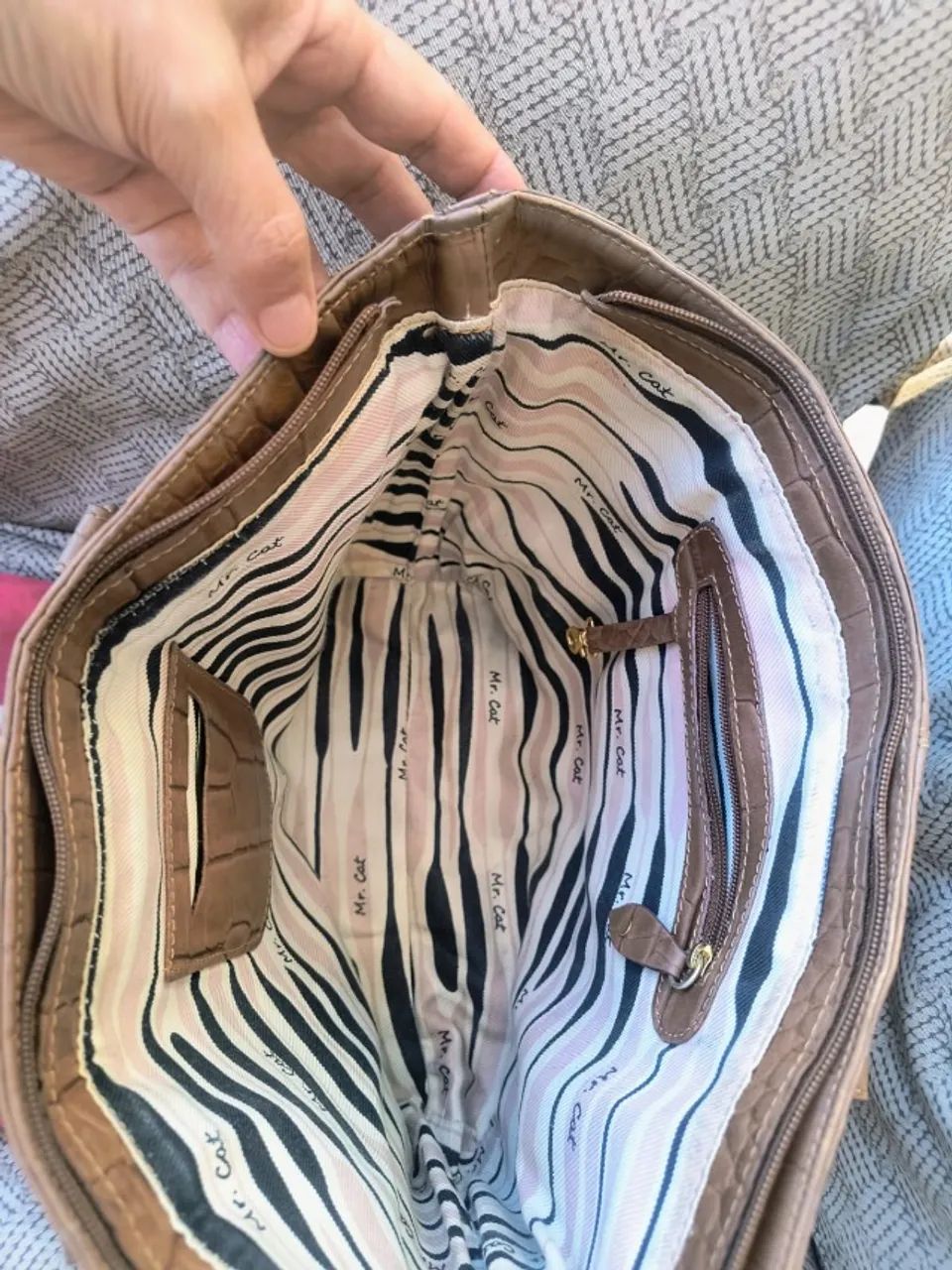 Bolsa caramelo de couro legítimo (Mr. Cat) - Foto 5
