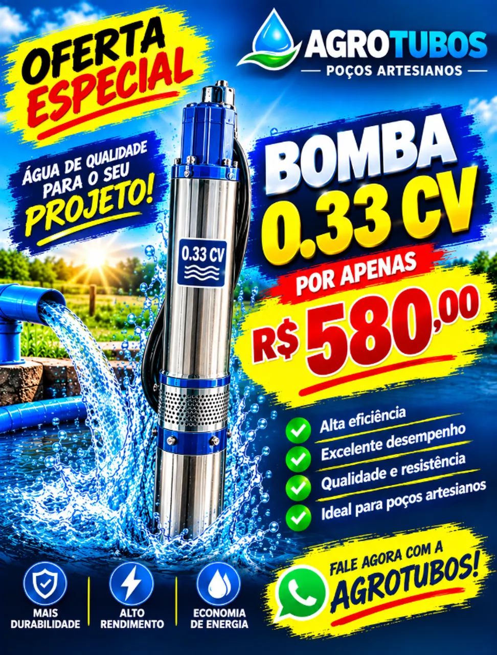 bombas submersa e poços artesianos
