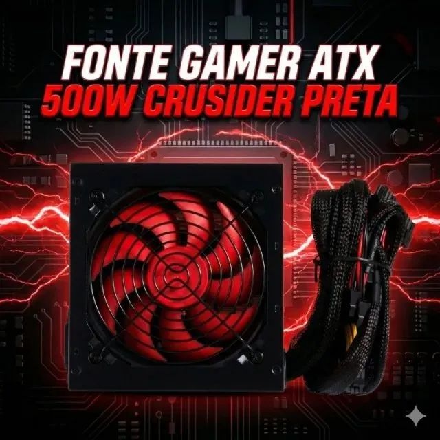 Fonte Gamer ATX 500W Crusader Preta Fortrek