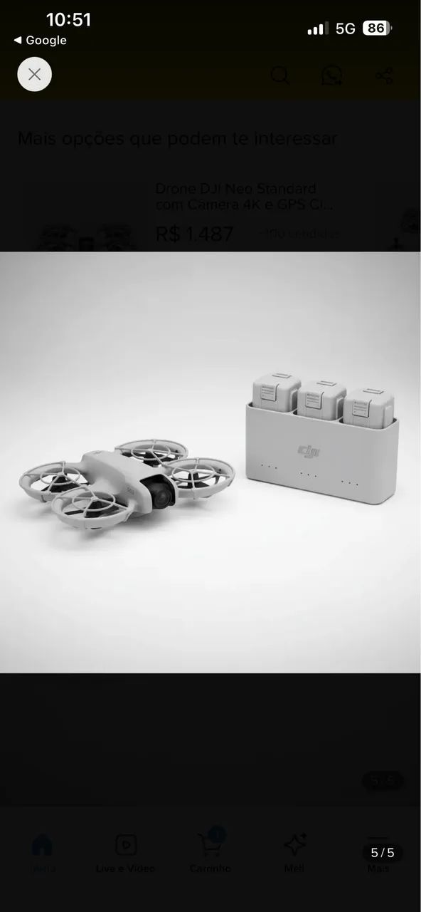Drone DJI NEO + kit 3 baterias com carregador - Foto 3