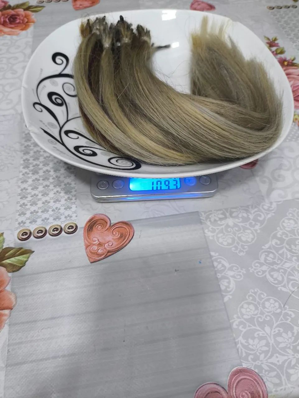 Cabelos loiro humano 30cm 109 g