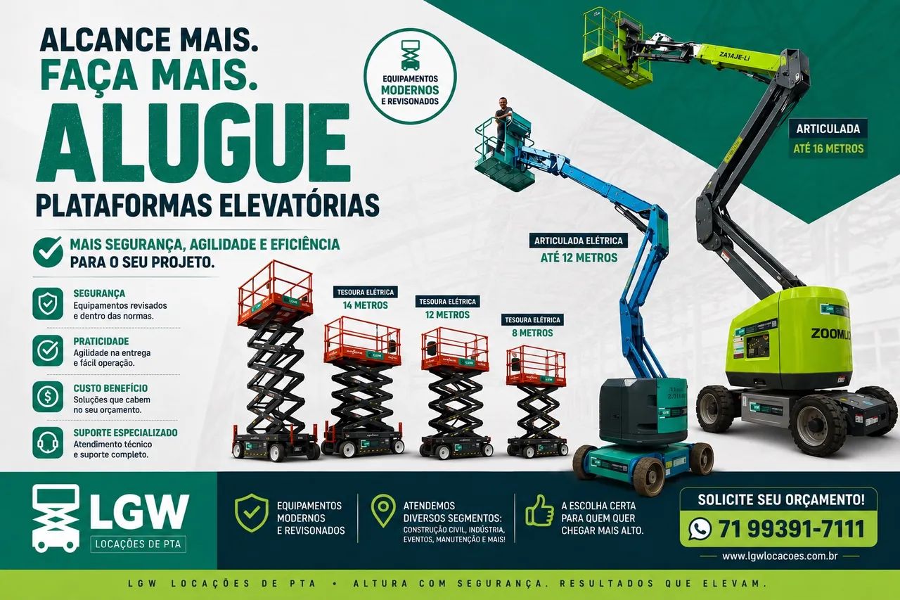 Aluguel de máquinas Lift PTA Plataformas Elevatórias 