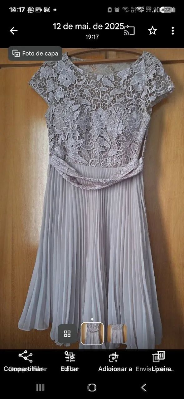 Vestido rosé gripir com saia plissada